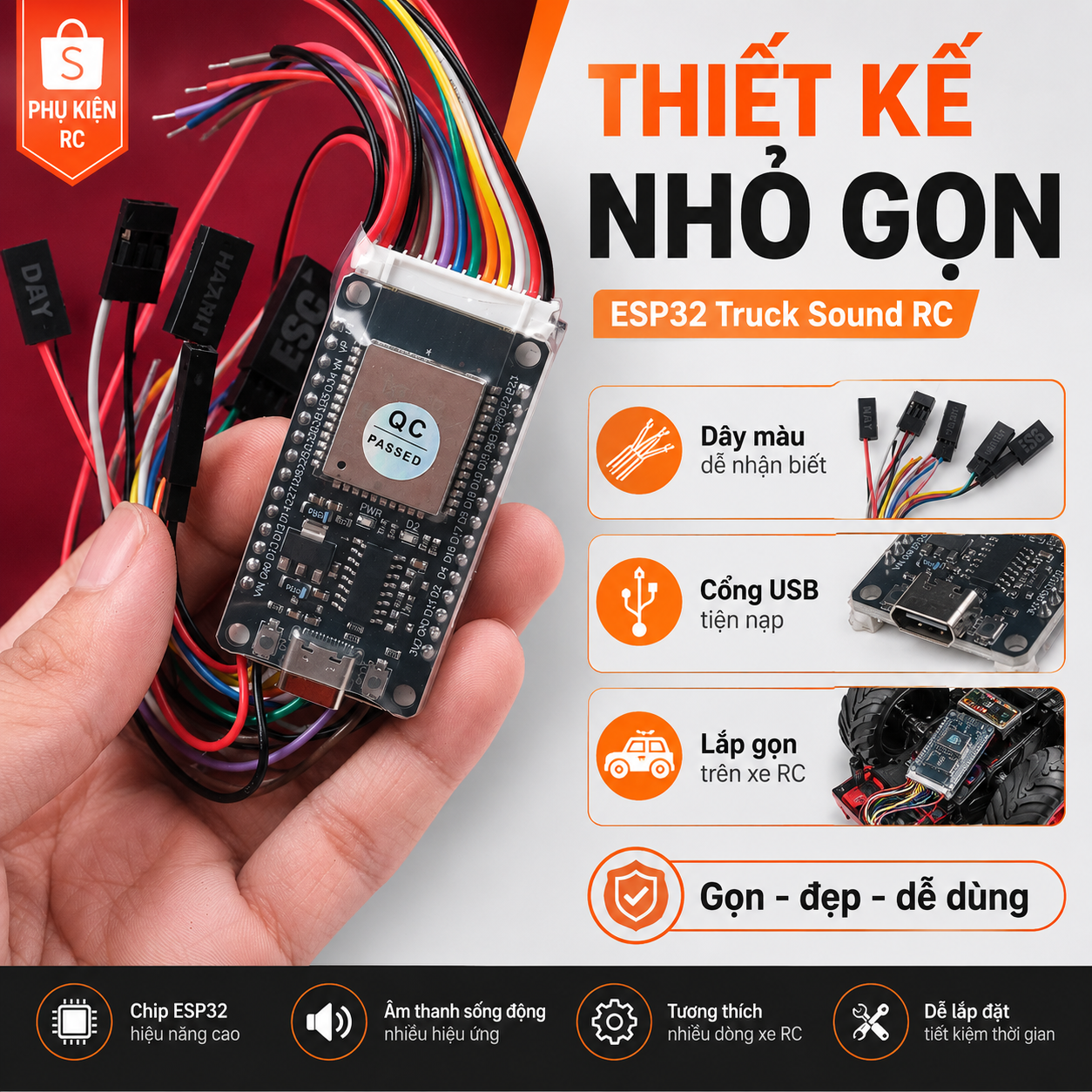 Thiết kế module nhỏ gọn cho xe RC