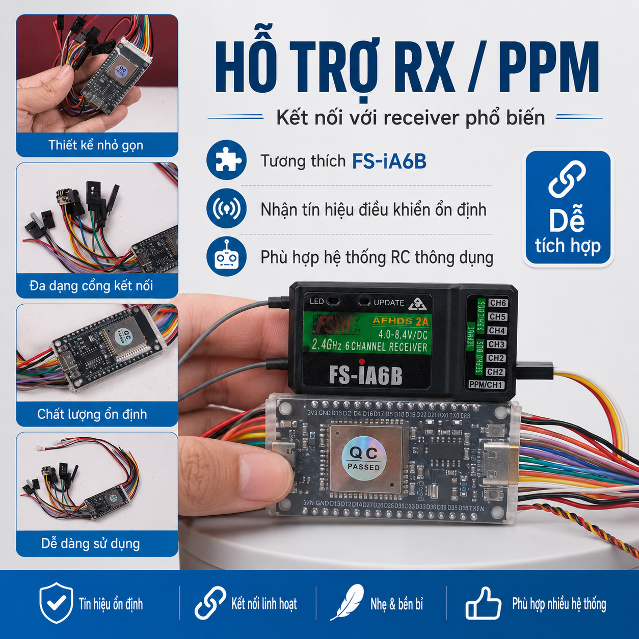 Hỗ trợ RX và PPM với receiver FS-iA6B