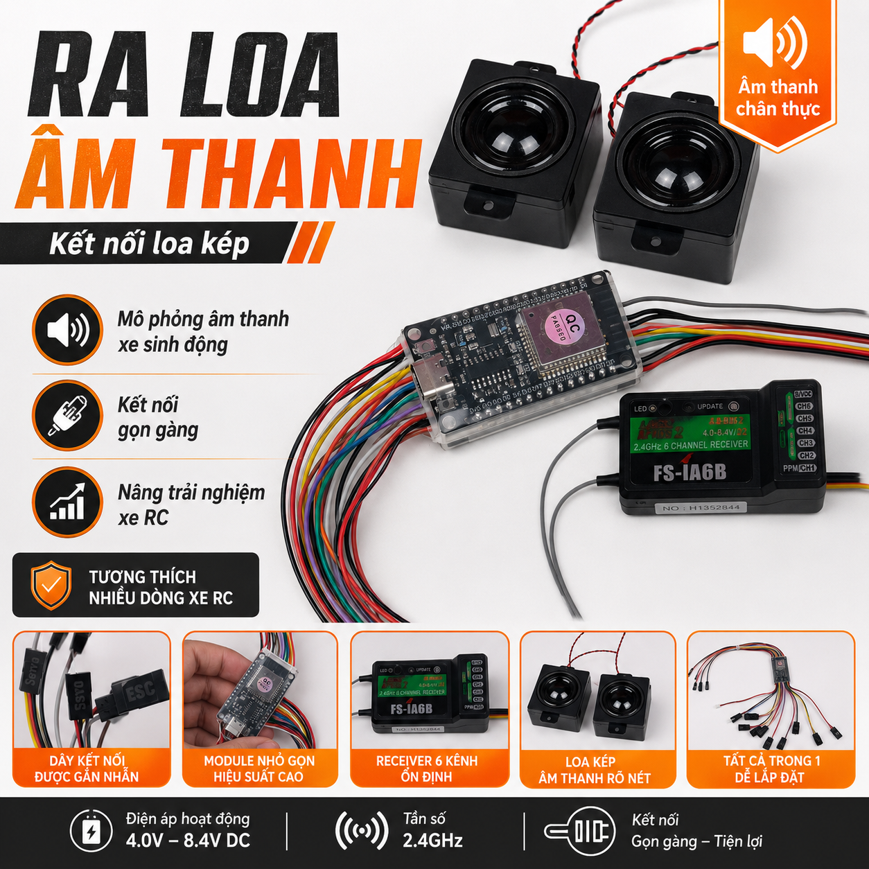 Ra loa âm thanh kép cho xe RC